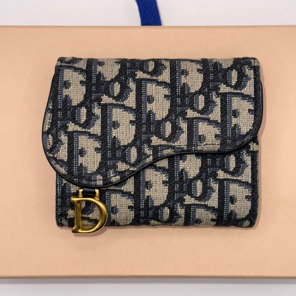 Dior Navy and Beige Monogram lotus Wallet